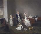 John Richard Comyns of Hylands Essex, with his daughters, 1775 (oil on canvas)