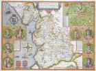 Lancashire in 1610, from John Speed's 'Theatre of the Empire of Great Britaine', first edition, pub. 1611-12 (hand coloured copper engraving)