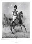 Portrait of Nicholas I Pavlovich (1796-1855) on horseback with his Army (engraving) (b/w photo)
