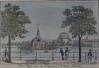 The Pool and French Church in Potsdam, c.1796 (pen & ink and w/c on paper)