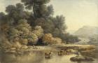 Hilly landscape with River and Cattle, c.1810 (w/c over graphite on wove paper)