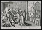 Pope Paul III (1468-1549) Receiving the Rule of the Society of Jesus, 1540 (engraving)