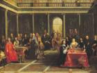 Queen Christina of Sweden (1626-89) and her Court (oil on canvas)
