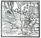 Representation of the Plague, 1572 (woodcut) (b/w photo)