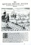 Expedition of Thomas Cavendish, from 'Americae', written and engraved by Theodore de Bry (1528-98) 1593 (engraving) (b/w photo)