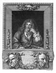 Portrait of Moliere (engraving) (b/w photo)