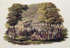 Camp Meeting of the Methodists in North America, engraved by Matthew Dubourg (fl.1813-20) 1819 (colour litho)