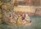 Campaign of Emperor Charles V against the Turks at Tunis in 1535: the Battle of Goletta, detail of a horse being lowered into a boat, cartoon for a tapestry (charcoal and w/c on paper)