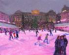 Christmas skating,Somerset House with pink lights,2014 (oil on canvas)(updated image)