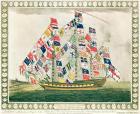 A King's Ship dressed with the colours of different nations, 6th October 1794 (colour litho)