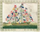 A King's Ship dressed with the colours of different nations, 6th October 1794 (colour litho)