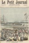 Landing of the Senegalese Troops at the New Wharf in Cotonou, from 'Le Petit Journal', 21st May 1892 (colour litho)