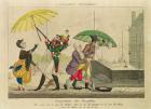 Disagreements over Umbrellas, from 'Caricatures Parisiennes' (colour litho)