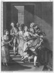 Saint-Preux escaping, volume I, page 279, illustration from 'La Nouvelle Heloise' by Jean-Jacques Rousseau (1712-78) engraved by Noel Le Mire (1724-1800) (engraving) (b/w photo)