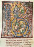 Ms 3 fol.255 Historiated initial 'B' depicting King David, from the 'Bible de Saint-Sulpice de Bourges' (vellum)