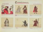 Six scenes relating to the opera 'Tannhauser' by Richard Wagner (1813-83) (colour litho)