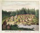 Indian Encampment on Quadra Island, Vancouver Islands (colour engraving)