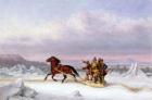 Crossing the St. Lawrence from Levis to Quebec on a Sleigh (oil)