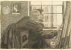 G P Boyce with Fanny Cornforth at Rossetti's Studio, Chatham Place, c.1858 (ink on paper)