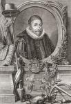 William I, Prince of Orange, 15331584, aka William the Silent or William of Orange. Leader of the Dutch revolt against the Spanish that set off the Eighty Years' War. From Histoire des Peintres de Toutes les Écoles, École Hollandaise, published 1863. (li