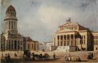 The Royal Theatre and the New Church, 1833 (hand coloured engraving)