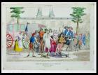 Louis XVI (1754-93) and his family taken to the Temple, 13th August 1792 (coloured engraving)