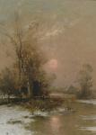 Winter Sunset (oil on canvas)