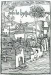 La Navidad under construction (woodcut)