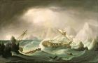 Shipwreck off a Rocky Coast (oil on canvas)