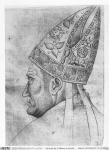 Head of a bishop, from the The Vallardi Album (pen & ink on paper) (b/w photo)