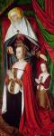 The Bourbon Altarpiece, right hand panel depicting St. Anne presenting Anne of France (1476-1514) and her daughter, Suzanne of Bourbon (1491-1521) c.1498 (oil on panel)