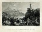 Lake See-Hoo and the Temple of the Thundering Winds, from the Vale of Tombs, engraved by J.C. Bentley, 1843 (steel engraving)