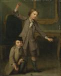 Two Boys of the Nollekens Family, Probably Joseph and John Joseph, Playing at Tops, 1745 (oil on canvas)