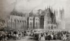 The Coronation procession of William IV (1765-1837) and Queen Adelaide (1792-1849) on 8th September 1831 (engraving) (b/w photo)