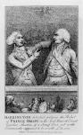 Barrington Detected Picking the Pocket of Prince Orlow in the Front Boxes at Covent Garden Theatre, of a Snuff Box Set with Diamonds Supposed to be Worth 30,000 Pounds, pub. in 1790 (engraving) (b&w photo)