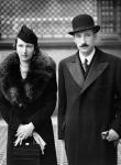 King Boris and Queen Joanna of Bulgaria outside the Ritz hotel, London 2nd November 1937 (b/w photo)