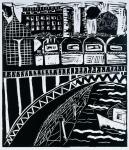 Friedrichstrasse, Berlin, 2007 (linocut)