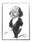 Caricature of Gustave Flaubert, 1867 (w/c) (b/w photo)