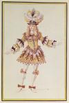 Costume design for male dancer, c.1660 (pen, ink, w/c & gold on pape)