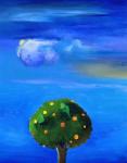 Silver Lining over the Orange Tree, 2012, (oil on board)