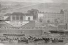 Naval Boat Race in Cork Harbour, County Cork, Ireland, from 'Scenery and Antiquities of Ireland' by George Virtue, 1860s (engraving)