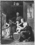 Holy Family, after 1650 (oil on copper) (b/w photo)