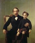 Portrait of the Emperor Louis-Napoleon Bonaparte (1808-73) and his son, Prince Napoleon Eugene Louis Jean Joseph Bonaparte (1856-79) (oil on canvas)