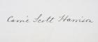 Signature of Caroline Lavinia Scott Harrison (pen & ink on paper)