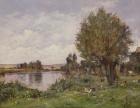 Rural river scene, 1875 (oil on panel)