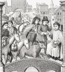 Paying the Toll on a Bridge, from 'Le Moyen Age et La Renaissance' by Paul Lacroix (1806-84) published 1847 (litho)