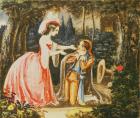 Count Almaviva kneels before his wife in contrition, Act IV, from 'The Marriage of Figaro' by Wolfgang Amadeus Mozart (1756-91) (w/c)