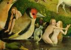 The Garden of Earthly Delights: Allegory of Luxury, central panel of triptych, detail of couple in the water and a bird, c.1500 (oil on panel) (detail of 420)