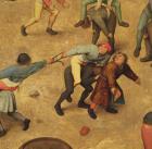 Children's Games (Kinderspiele): detail of children on piggy-back, 1560 (oil on panel) (detail of 68945)