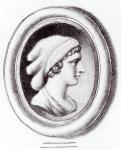 Portrait of Sappho (engraving) (b/w photo)